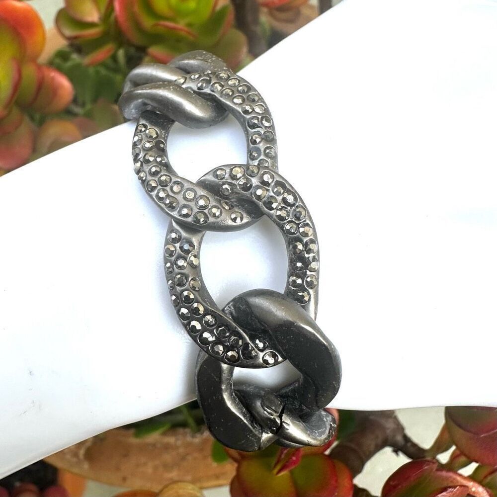 Grey rhinestone link bracelet